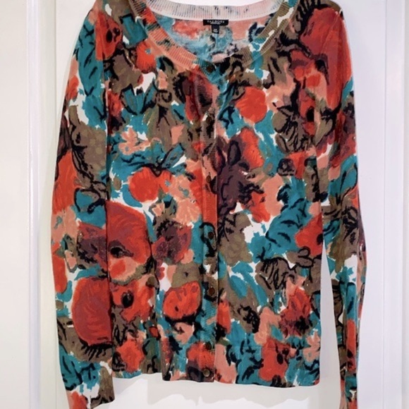 TALBOTS abstract print knit cardigan sweater size xsmall - Picture 6 of 10